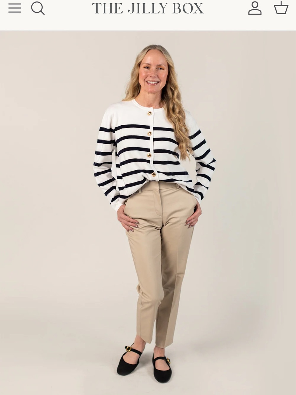 Smash + Tess White Cardigan with Navy Stripes
